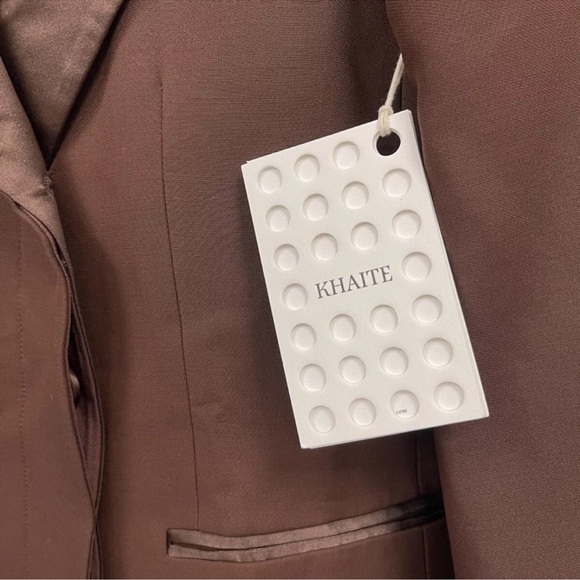 KHAITE Women’s Johnson Satin Lapel Blazer in Brown, Sz 10, NWT - Picture 4 of 7